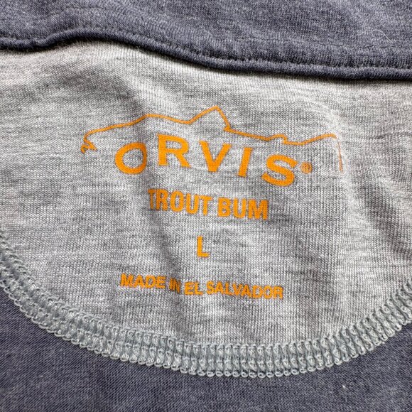 Orvis Trout Bum Blue Pullover Mens Large Blue 1/4 Zip Baselayer Shirt Athleisure - Picture 2 of 14